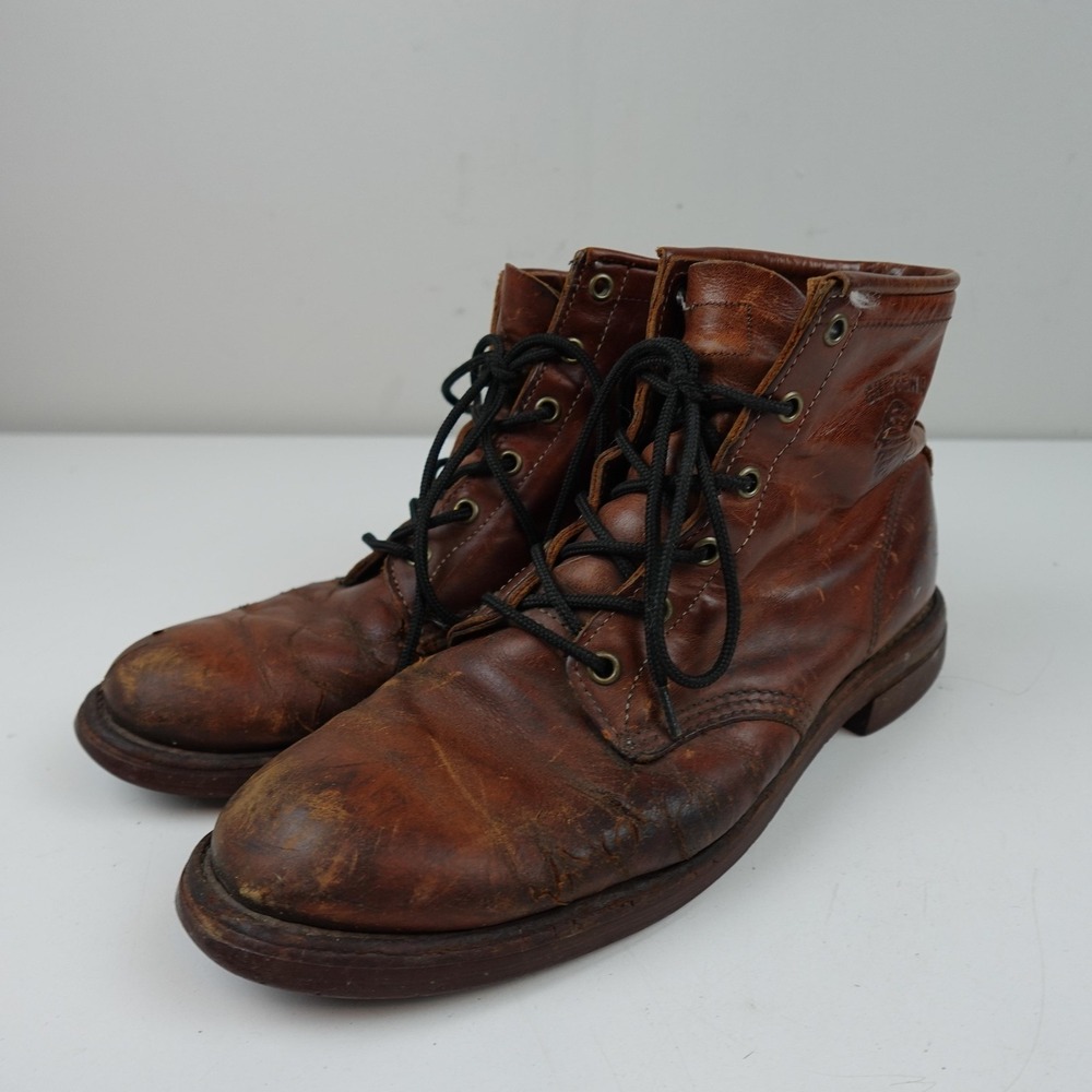 Chippewa Boots Mens Size 8 Brown Leather Combat Ankle Lace Up Vibram Work